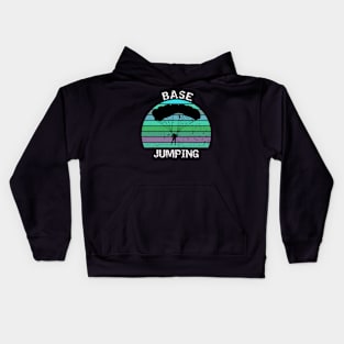 Base Jumping - vintage sunset design Kids Hoodie